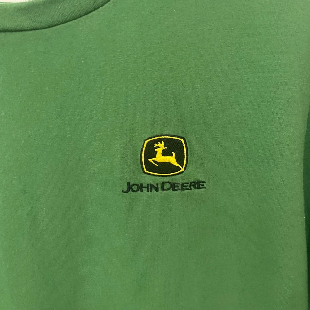 John Deere Mens Green Short Sleeve Embroidered Logo T-Shirt Size Medium M - Picture 2 of 5